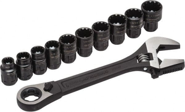 Adjustable Wrench Set: 11 Pc, 11/16