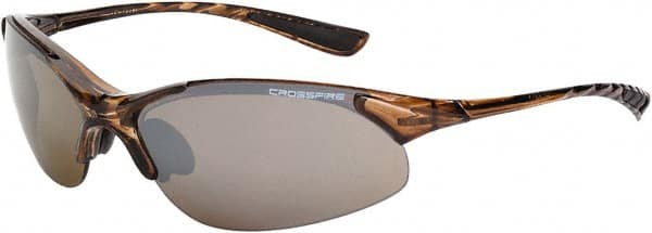 Safety Glass: Scratch-Resistant, Polycarbonate, Brown Flash Mirror Lenses, Full-Framed, UV Protection MPN:15117