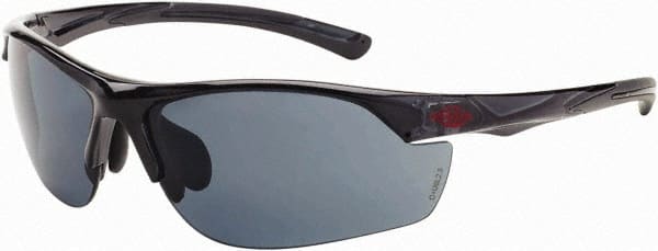 Safety Glass: Scratch-Resistant, Polycarbonate, Dark Smoke Lenses, Full-Framed, UV Protection MPN:16428