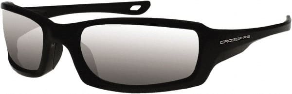 Safety Glass: Scratch-Resistant, Polycarbonate, Silver Mirror Lenses, Full-Framed, UV Protection MPN:2063