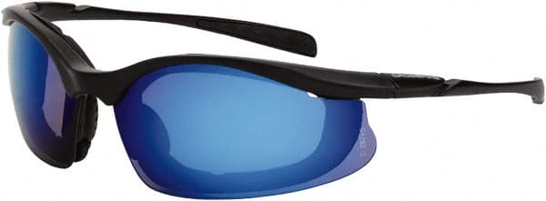 Safety Glass: Scratch-Resistant, Polycarbonate, Blue Lenses, Full-Framed, UV Protection MPN:828