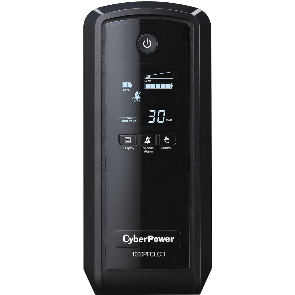 CyberPower PFC Sinewave Series CP1000PFCLCDTAA - UPS - AC 120 V - 600 Watt - 1000 VA - 9 Ah - RS-232, USB - output connectors: 10 - TAA Compliant MPN:CP1000PFCLCDTAA