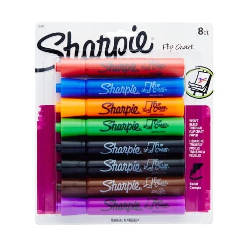 Newell Brands Marker Set Flip Chart 8 Color Black Red Blue Green Yellow  Brown Purple