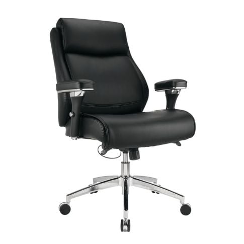 Realspace Modern Comfort Keera Bonded Leather Mid Back Managers Chair Onyx Chrome BIFMA Compliant MPN HLC 2570 BK