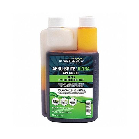 Spectroline Spi-abg-16, Colorant fluorescent de détection de fuite, 16 oz,  système de fluide d'avion, brille en vert, 55nh85