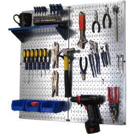 Wall Control Pegboard Utility Tool Storage Kit Galvanized Blue 32