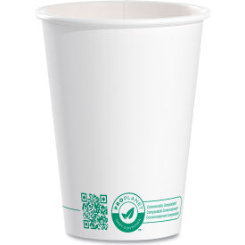 SOLO® Compostable Paper Hot Cups 12 oz. Capacity White/Green 50/Pack SCC412PLAPLATPK