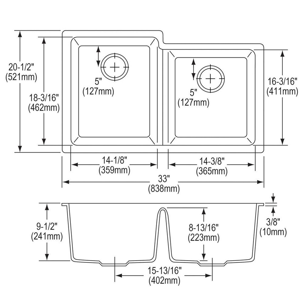 Sinks, Type: Undermount , Mounting Location: Countertop , Number Of Bowls: 2 , Material: Quartz , Faucet Included: No  MPN:ELGU250RGT0