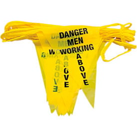 Tie Down Engineering 60' Perimeter Warning Line Pennants-Danger Men Working Yellow Plastic/Nylon 10067