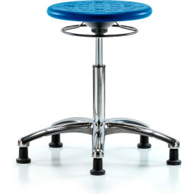 Blue Ridge Ergonomics™ Cleanroom Stool with Glides - Medium Bench Height - Blue CLR-IPMBSO-CR-NF-RG-BLU