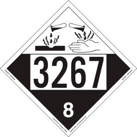 LabelMaster®ZEZ43267 Corrosive Placard UN 3267 Removable Vinyl 25/Pack ZEZ43267