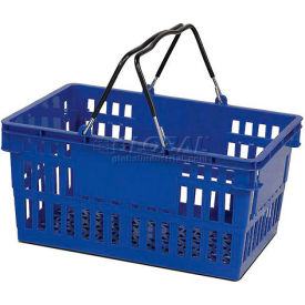 VersaCart ® Blue Plastic Shopping Basket 26 Liter w/ Plastic Grips Wire Handle Pack Qty of 12 206-26L-WH-DBL-12