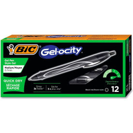 BIC® Gel-ocity Quick Dry Retractable Gel Pen Medium 0.7mm Black Ink/Barrel Dozen RGLCG11-BK