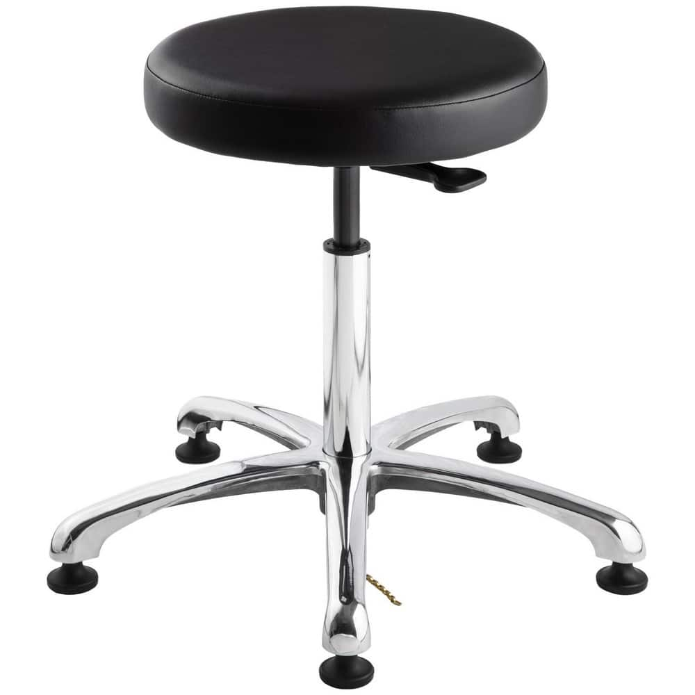 Swivel & Adjustable Stools, Base Type: Polished Aluminum , Seat Material: ESD Vinyl , Foot Type: Glide , Weight Capacity: 300lb , Seat Color: Black  MPN:3050E-V-BLK