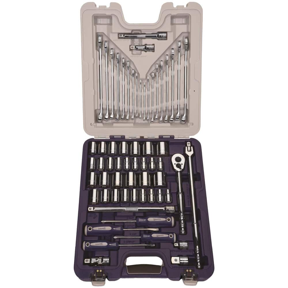 Combination Hand Tool Sets, Set Type: Combination , Number Of Pieces: 61 , Measurement Type: SAE, Metric , Drive Size: 1/2 , Tool Finish: Chrome Vanadium  MPN:JHW50617B