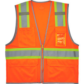 Ergodyne GloWear 8246Z-S Two-Tone Mesh Hi-Vis Safety Vest Class 2 Single Size L Orange 24574