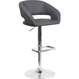 Flash Furniture Contemporary Adjustable Height Barstool - Rounded Back - Vinyl - Gray 122070-GY-GGCH-