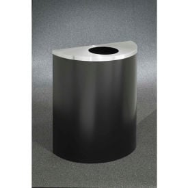 Glaro Steel Half Round Bottles/Cans Trash Can 29 Gallon Black/Satin Aluminum 2492-BK-SA