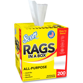 Scott® Rags In A Box 10 x 12 White 200/Box 8 Boxes Per Carton - KCC 75260 KCC 75260