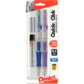 Pentel® QUICK CLICK Mechanical Pencil 0.5 mm HB (#2.5) Black Lead Asstd Barrel Colors 2/Pk PD215LEBP2