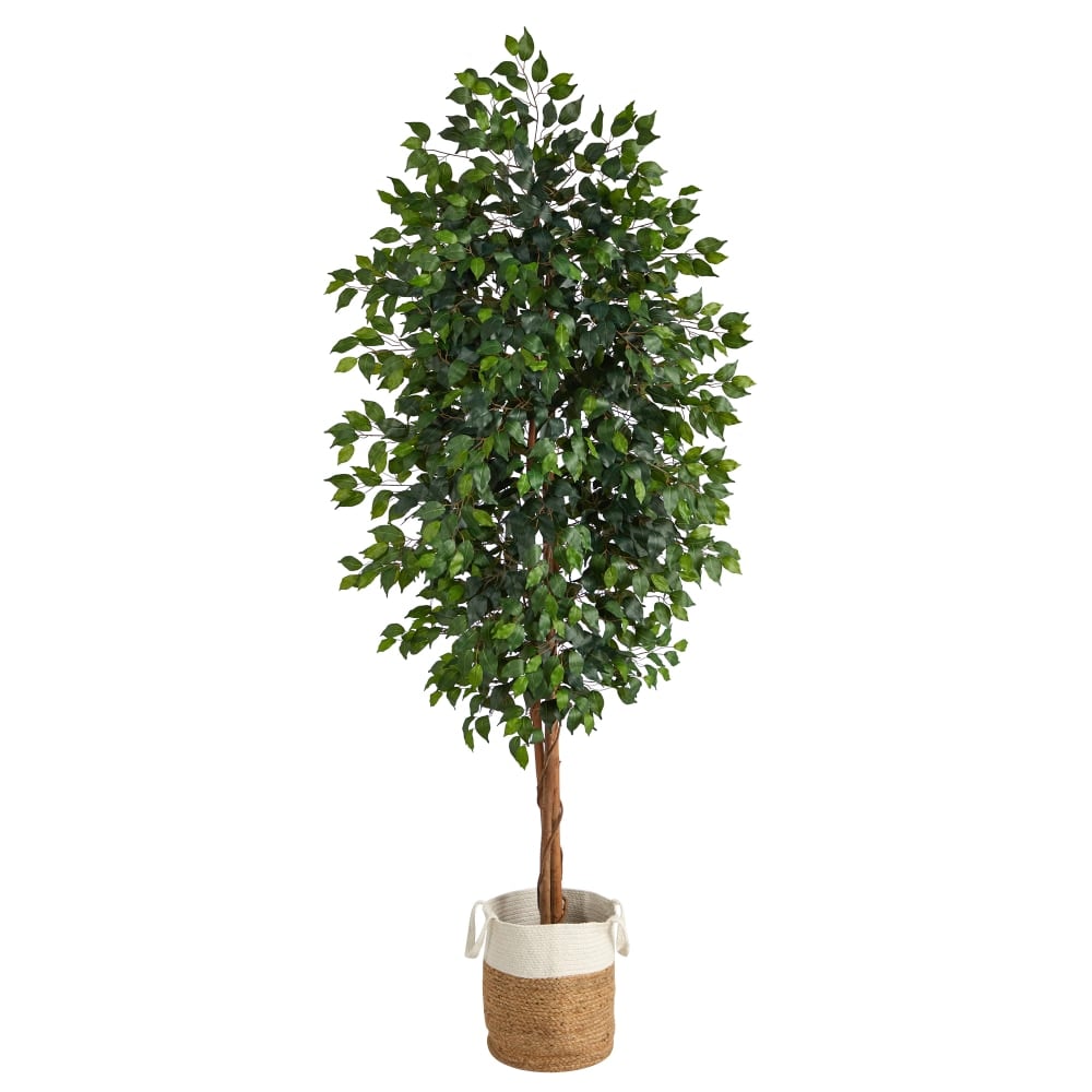 Nearly Natural Ficus 96inH Artificial Plant With Handmade Jute and Cotton Planter, 96inH x 44inW x 44inD, Green/Natural MPN:T2903