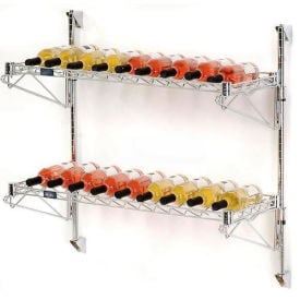 Wine Bottle Rack - Single Wide 2 Shelf Wall Mount 26 Bottle - 48