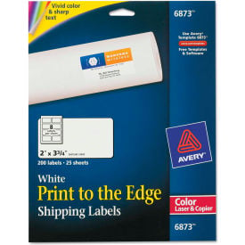 Avery® Shipping Labels for Color Laser & Copier 2 x 3-3/4 Matte White 200/Pack 6873