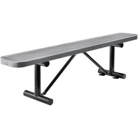 GoVets™ 6' Outdoor Steel Flat Bench Perforated Metal Gray 075GY262