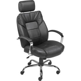 Interion® Big & Tall Chair With High Back & Fixed Arms Bonded Leather Black 738694