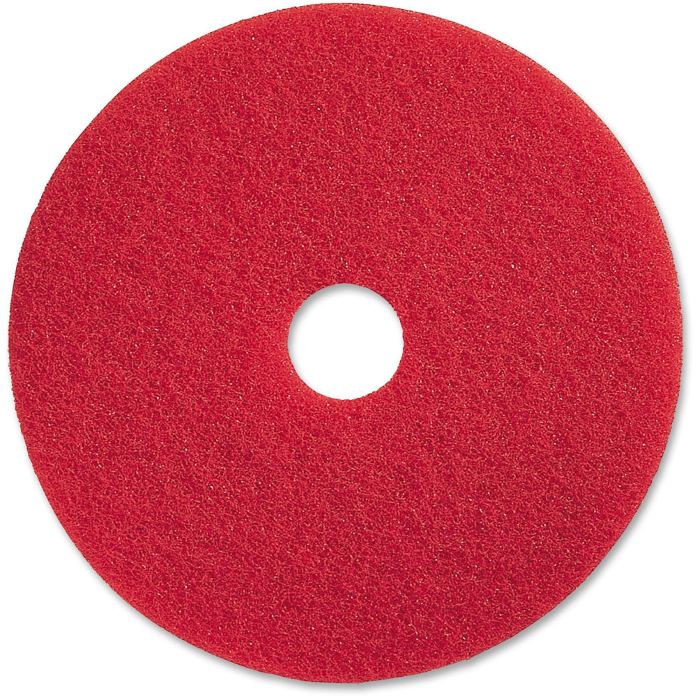 Genuine Joe Red Buffing Floor Pad - 19in Diameter - 5/Carton x 19in Diameter x 1in Thickness - Buffing, Scrubbing, Floor - 175 rpm to 350 rpm Speed Supported - Flexible, Resilient, Rotate, Dirt Remover - Fiber - Red (Min Order Qty 2) MPN:90419