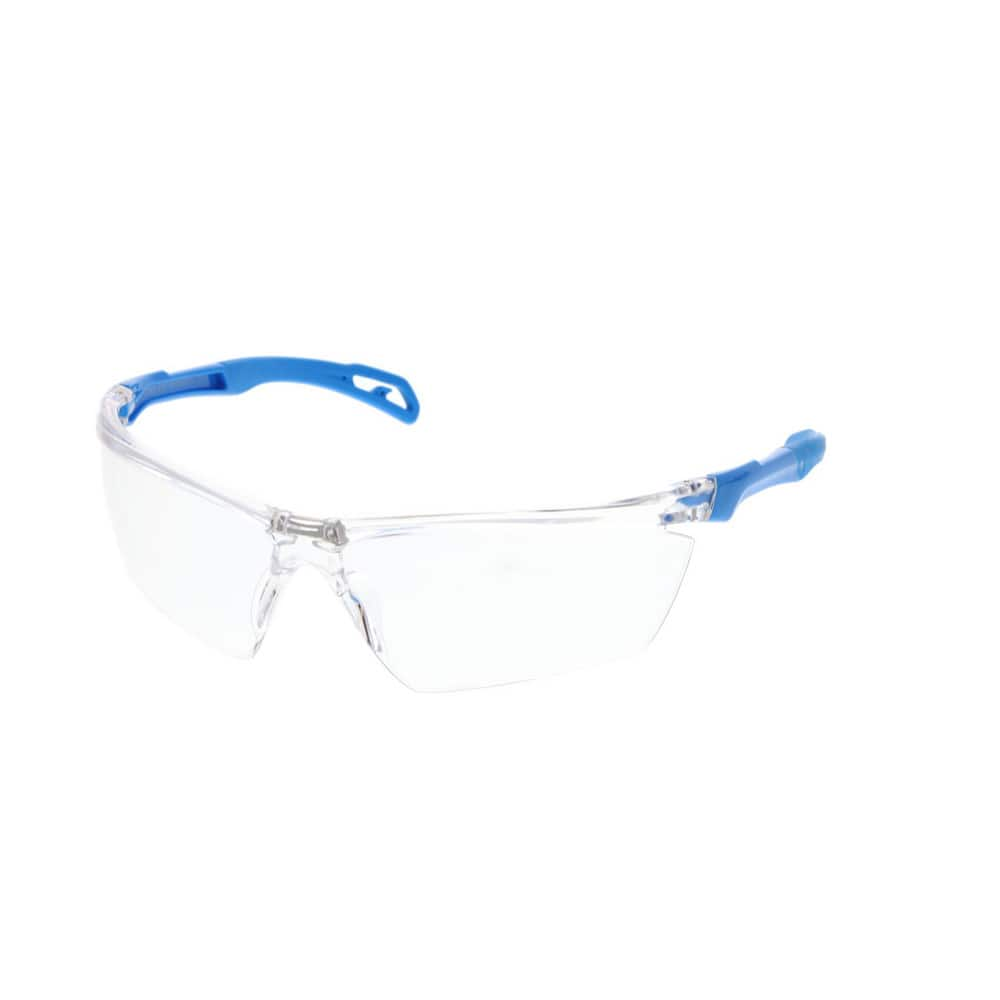 Dominator DM3-MD Series Metal Detectable / X-Ray Detectable Clear UV-AF. Anti-Fog Lens Clear Frame with Blue Temples Earplug Retaining Technology MPN:DM3MD10AF