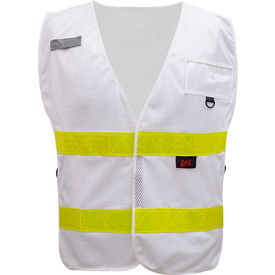 GSS Safety Incident Command Vest- White w/ Lime Prismatic Tape-One size Fits All 3118