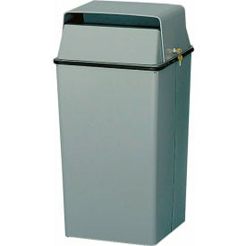 Witt Steel Square Security Trash Can W/Hinged Lid 36 Gallon Gray 008LSL