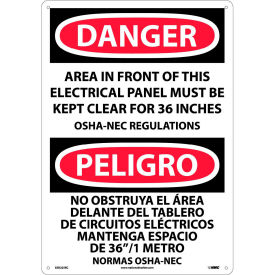 NMC™ Bilingual Plastic Sign Area In Front Of This Electrical Panel Clear 14