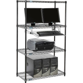 Nexel™ 4-Shelf Wire Computer LAN Workstation with Keyboard Tray 36