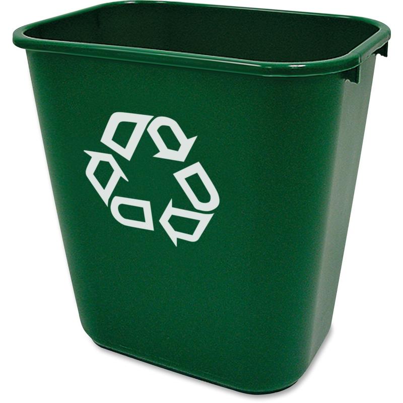 Rubbermaid Commercial Deskside Recycling Container - 7.03 gal Capacity - Rectangular - 15in Height x 10.2in Width - Plastic - Green - 12 / Carton MPN:295606GN