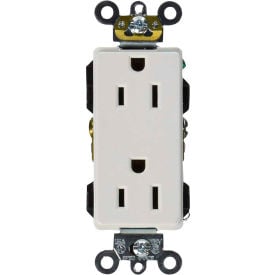 Leviton 16262-W 15a 125v Decora Plus Duplex Receptacle Industrial Grade White - Pkg Qty 10 16262-W