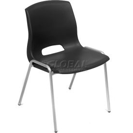 Interion® Merion Collection Stacking Chair Plastic Black - Pkg Qty 4 665BK808