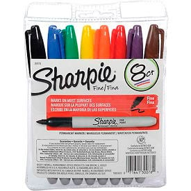 Sharpie® Permanent Marker Pen Style Fine Point Assorted Ink 8/Set - Pkg Qty 12 30078