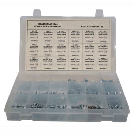 270 Piece Wood Screw Assortment - #6 to #14 - Phillips Flat Head - Steel - Zinc TFP18HHA270