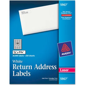 Avery® Return Address Labels 1/2 x 1-3/4 White 20000/Box 5967