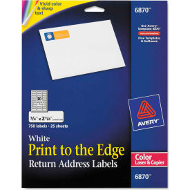 Avery® Return Address Labels for Color Laser & Copier 3/4 x 2-1/4 Matte White 750/PK 6870