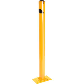 GoVets™ Steel Safety Bollard W/Chain Slots Removable Base & Cap 4.5''D x 60''H 580670