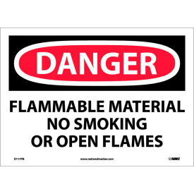 NMC™ Signs w/ Safety Message Flammable Material No Smoking 1/10 Mil Thick 14