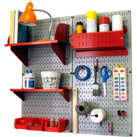 Wall Control Pegboard Hobby Craft Organizer Storage Kit Gray/Red 32