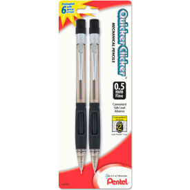 Pentel® Quicker Clicker Mechanical Pencil 0.5 mm HB (#2.5) Black Lead Smoke Barrel 2/Pack PD345BP2K6