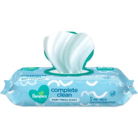 Pampers® Complete Clean Baby Wipes 1-Ply Baby Fresh 72 Wipes/Pack 8 Packs/Carton 75536