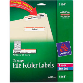 Avery® Permanent Adhesive Laser/Inkjet File Folder Labels Orange Border 750/Pack 5166