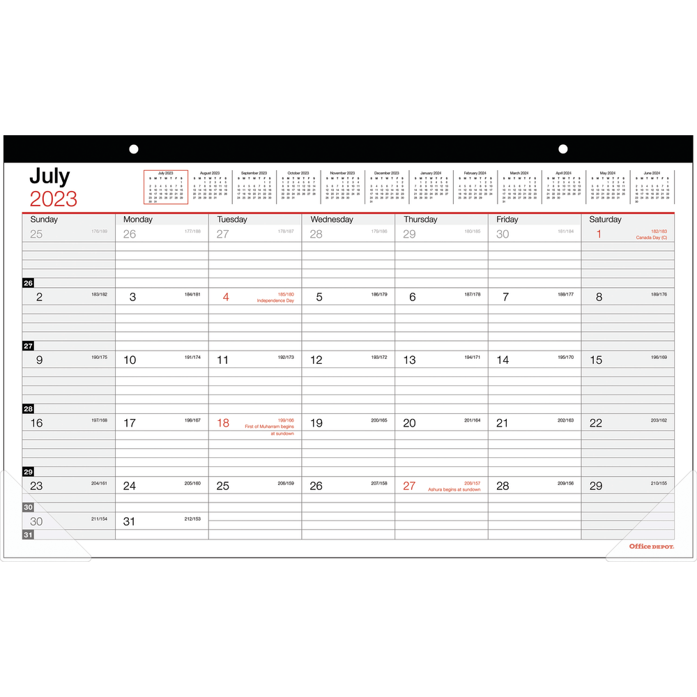 2023-2024 Office Depot Brand Monthly Academic Desk Calendar, 17-3/4in x 10-7/8in, 30% Recycled, July 2023 to June 2024 (Min Order Qty 16) MPN:ODUS2233-001