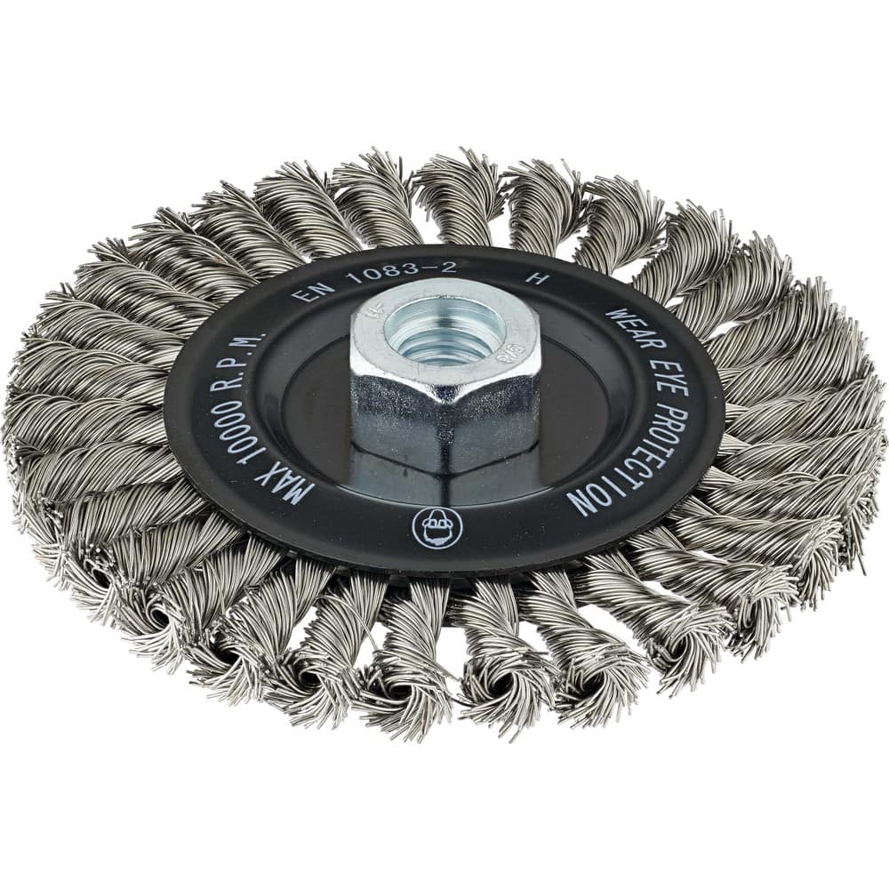 Wheel Brushes, Mount Type: Threaded , Wire Type: Crimped , Outside Diameter (Inch): 5 , Face Width (Inch): 1/4 , Arbor Hole Size: 5/8 in, 1/2 in  MPN:70252